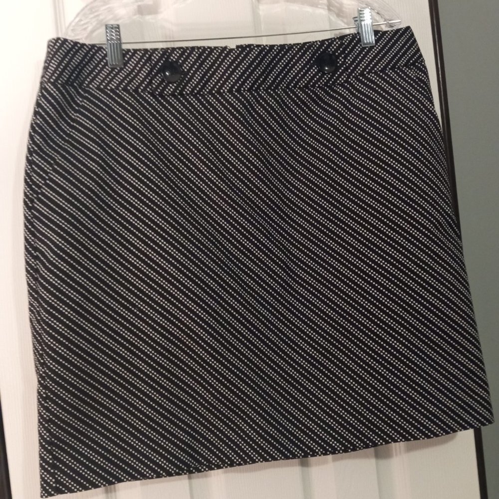 Worthington Polka Dot Stripe Print Button Detail Pencil Skirt
